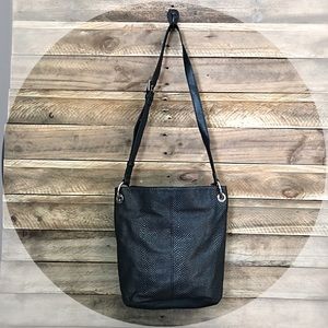 TIGNANELLO black textured leather bag with silver